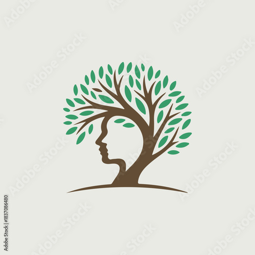 vector illustration of a tree with human face