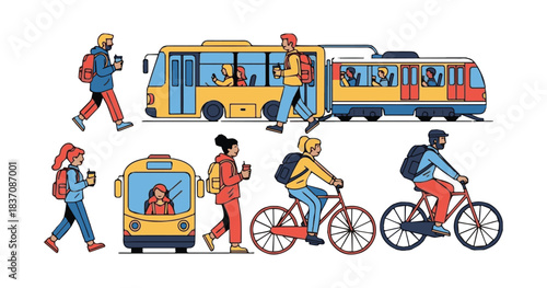 Cartoon drawing of a yellow school bus driving down the road with fun kids, children, and a driver traveling to education