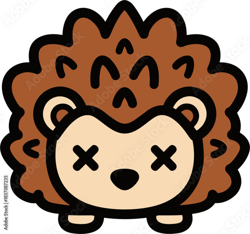 Cartoon Hedgehog with X Eyes A Cute and Spiky Character.