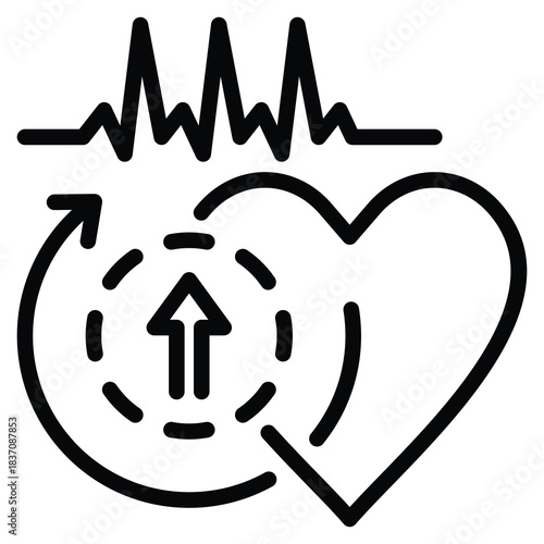 Tachycardia Icon Line Vector Illustration