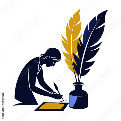 feather pen and inkwell