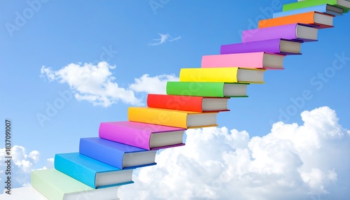 Imaginary Stairway Of Books To The Sky