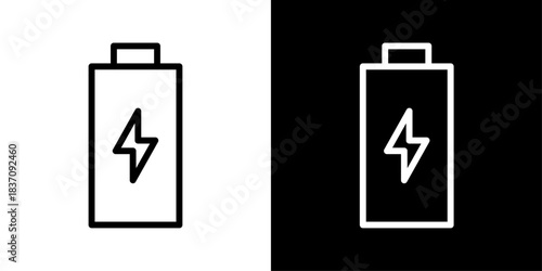 Battery icon with a lightning bolt, representing device charging, power status, energy flow, and active battery replenishment.