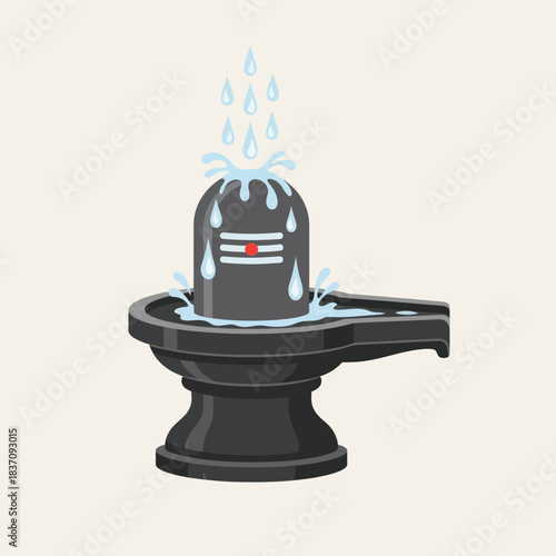 Shiva lingam with water drops. Symbol of divine generative energy and hindu god shiva.