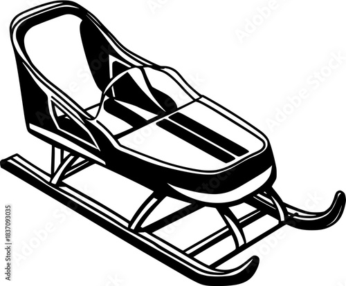 Monochrome Nostalgia: Vintage Luge Sled | Clean, isolated vector art for creative projects.
