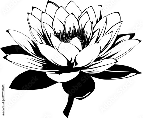 Flowering Lotus Full Bloom: Symbol Purity Serenity | Clean, isolated vector art for creative projects.