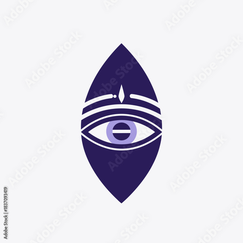 Esoteric eye symbol in leaf shape. Spiritual icon, magic occult, mystic concept.