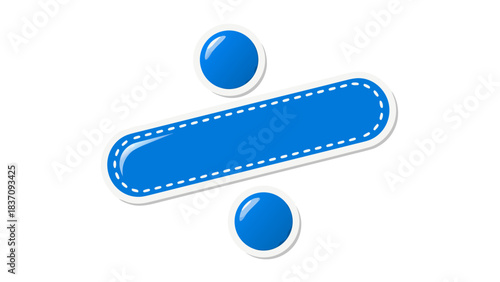 Blue Division Symbol With Blank Space And White Border On Black Background Representing Mathematics And Calculations