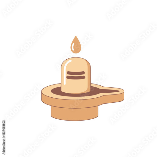Lingam, a symbol of hindu god shiva, with a water droplet. Spiritual and religious icon.