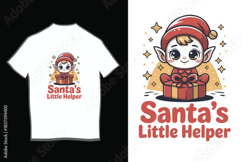 Adorable Baby Elf Santa's Little Helper T-Shirt Design
