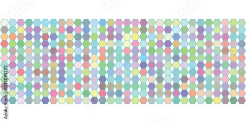 Abstract Geometric Pattern of Pastel Hexagons on White Background