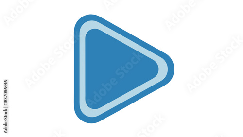 Blue Play Button Icon with Light Blue Outline on Black Background Simplified Geometric Shape Suggesting Media Playback and Navigation