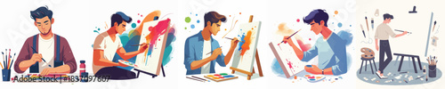 Men love to paint on canva