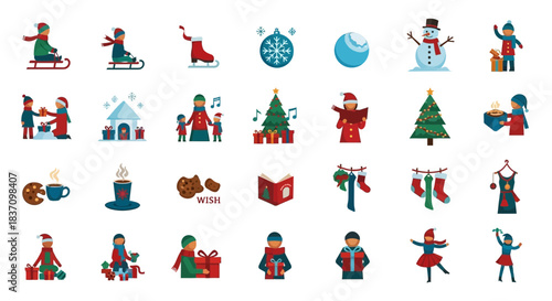 Festive Christmas Activities Silhouettes for Interactive Holiday Content.svg