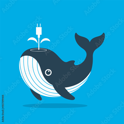 Whale spouting a power plug icon.