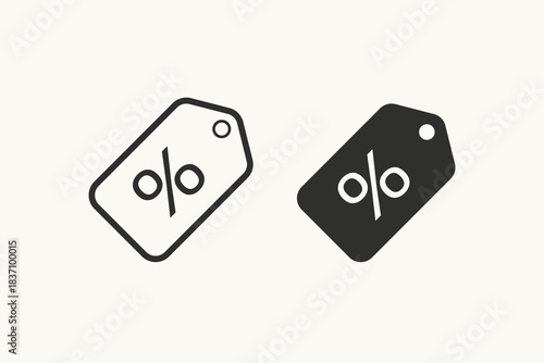 A vector icon of discount tags with percentage symbols, ideal for sales, promotions, and retail marketing visuals.