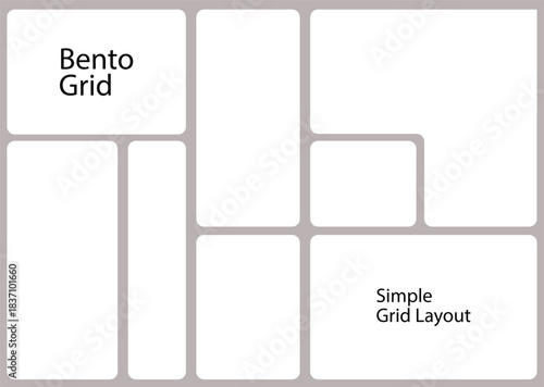 Bento grid layout concept displaying a modern, responsive user interface design pattern with multiple adaptable sections