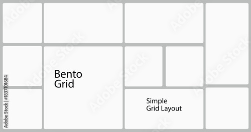 Bento grid layout showcasing a modern, modular design for web interfaces and digital applications display.
