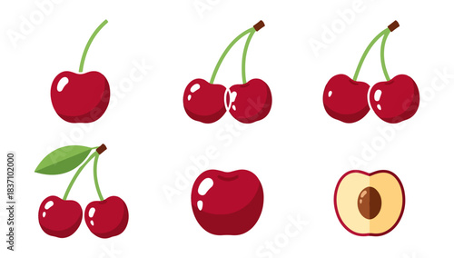 Fresh cherries display isolated on black background