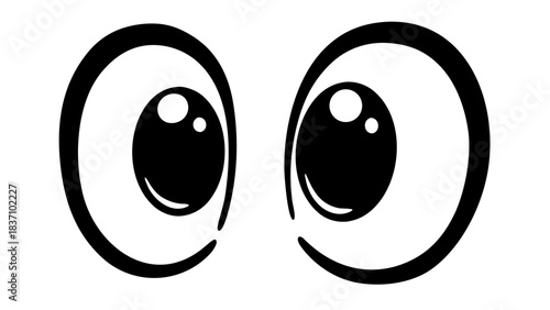 Cartoon Eyes Looking Sideways In Black And White With A White Background And A Simple Design