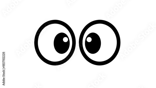 Cartoon Eyes Looking Sideways On White Background Simple Graphic Illustration