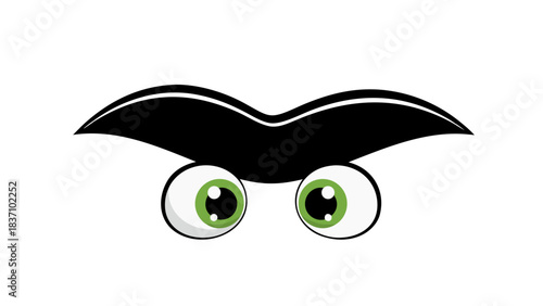 Cartoon Eyes Peeking Out Of Blackness With Green Iris Wide Open And White Sclera Looking Around With Curiosity Simple Vector Graphic Illustration