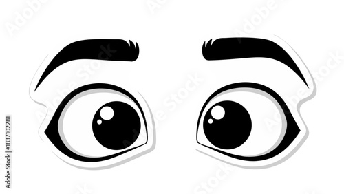 Cartoon Eyes Wide With Surprise And Curiosity Expressing Astonishment And Wonder Against A Black Background With White Highlights