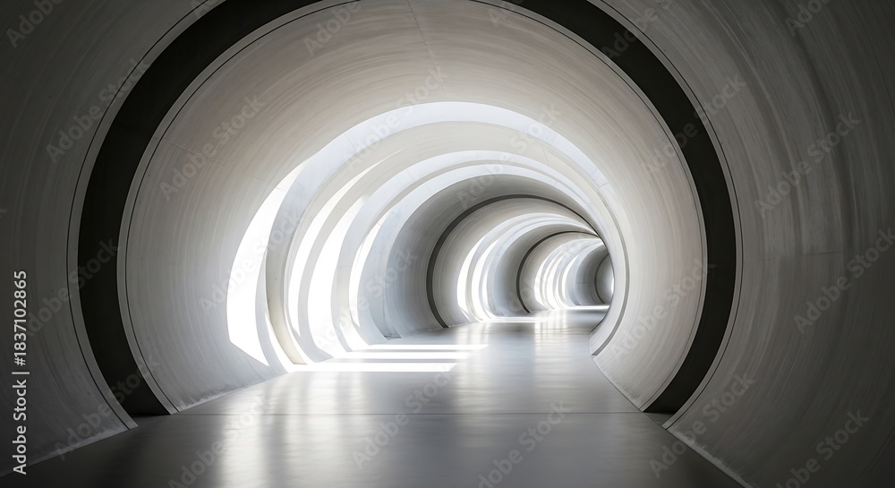 Obraz premium Illuminated Concrete Tunnel - A Modern Architectural Perspective.