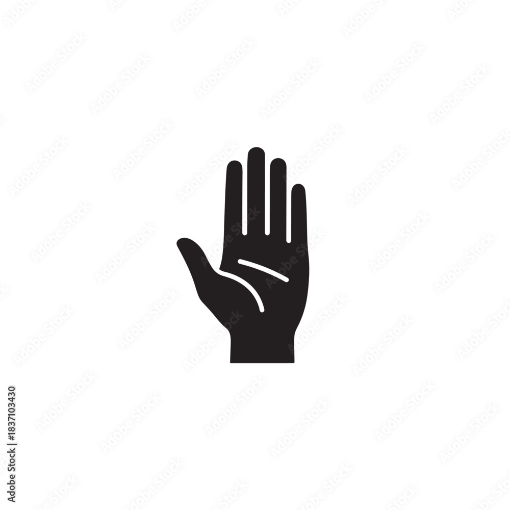 Fototapeta premium Open palm hand silhouette icon
