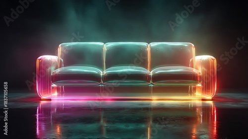 Futuristic illuminated couch design with glowing style high resolution picture