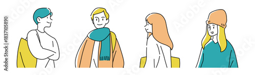 色々な服装の人物のゆるかわイラストセット