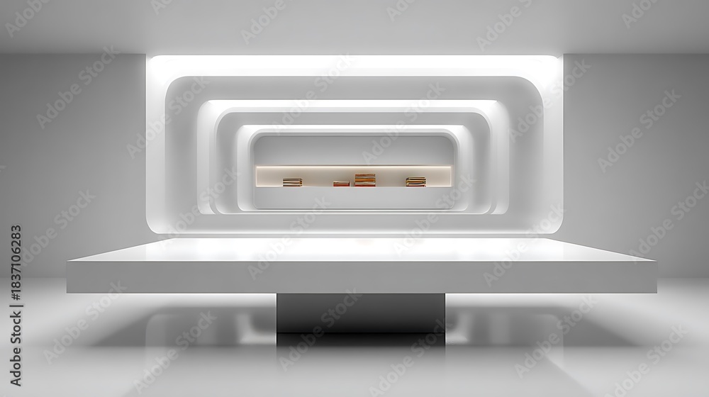 Obraz premium Futuristic interior shelf with decor high resolution picture