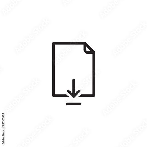 Document with download arrow icon file transfer silhouette