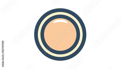 Circular Button Icon With Beige Center And Navy Blue Outer Ring Isolated On Black Background Simple Graphic Design Element