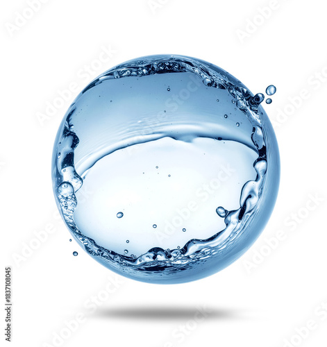 Round water splash shape isolated on transparent background. Generative AI