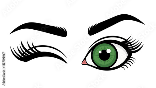 Close Up Of A Detailed Green Human Eye With Black Background And White Eyelashes Showing Pupil Iris Sclera And Eyelid Against A Dark Void