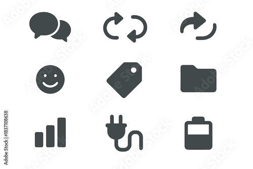 Folder plug vector icon grid bubbles gear checkmark reply battery line minimalist