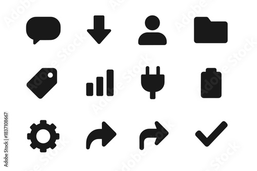 Checkmark inbox reply icons minimalist chart vector icon gear chat arrow plug