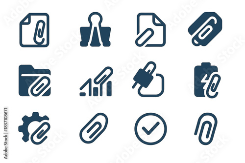 Fold icon vector clip gear plug minimalist set battery folder document attachment