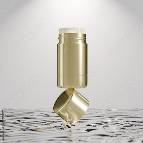 Wallpaper Mural Luxury golden foundation stick mockup, metallic sunscreen Stick packaging, gold electroplating makeup twist up tube packaging, Cylindrical Deodorant Packaging, Rotating makeup blush cream container Torontodigital.ca