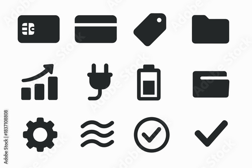 Battery card vector chart rectangle bank bar corner minimal folder magnetic icon