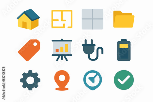 House grid walls vector icon gear tag plan layout floor d plug