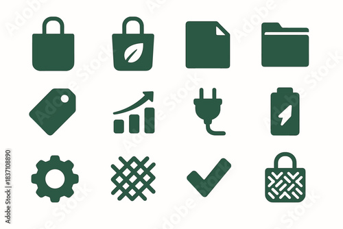Battery vector checkmark folder eco texture leaf folded icons icon cloth gear