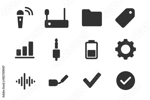 Box tag chart icons gear vector plug signal wave icon folder wireless