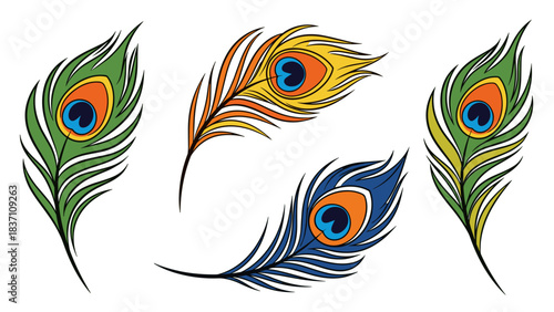 Peacock feather vector illustration in vibrant colors.