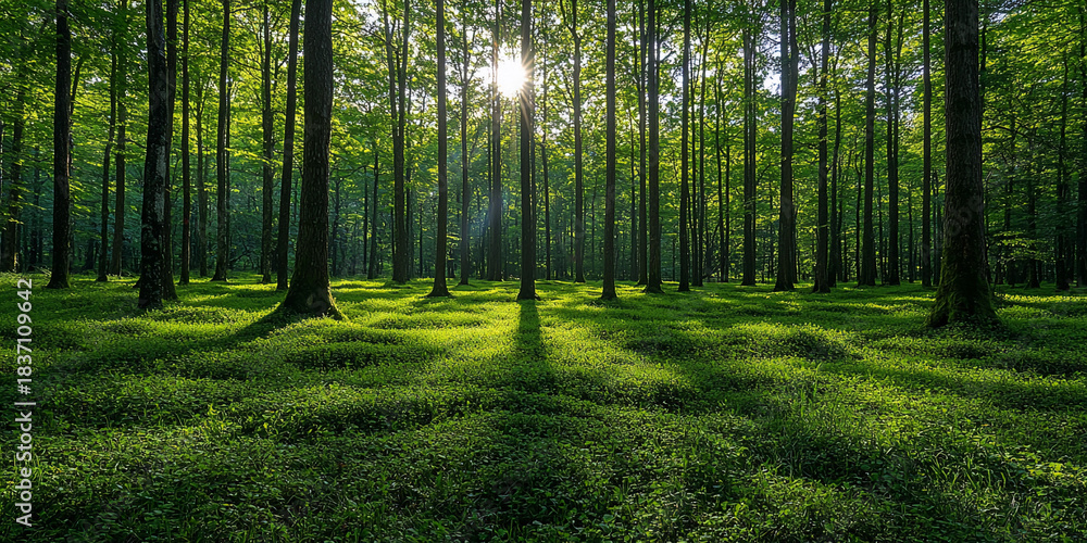 Obraz premium Importance of trees for carbon and ecosystem health Generative AI