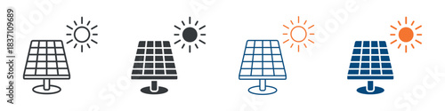 Solar Panel Icon Set Multiple Style Collection