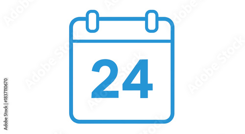 Blue outline calendar icon with the number 24 displayed prominently on a white background, representing a specific date or event.
