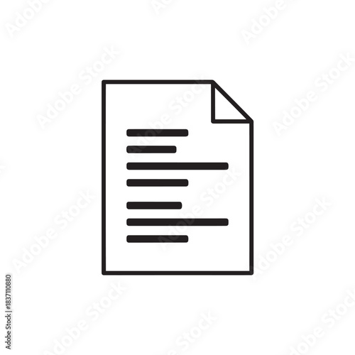 Minimalist document icon with folded corner representing a sheet of paper for graphic design and UI use.