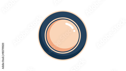 Close Up Pixel Art Of A Light Peach Colored Round Object With A Dark Blue Rim Against A Black Background With Subtle Highlight On The Object